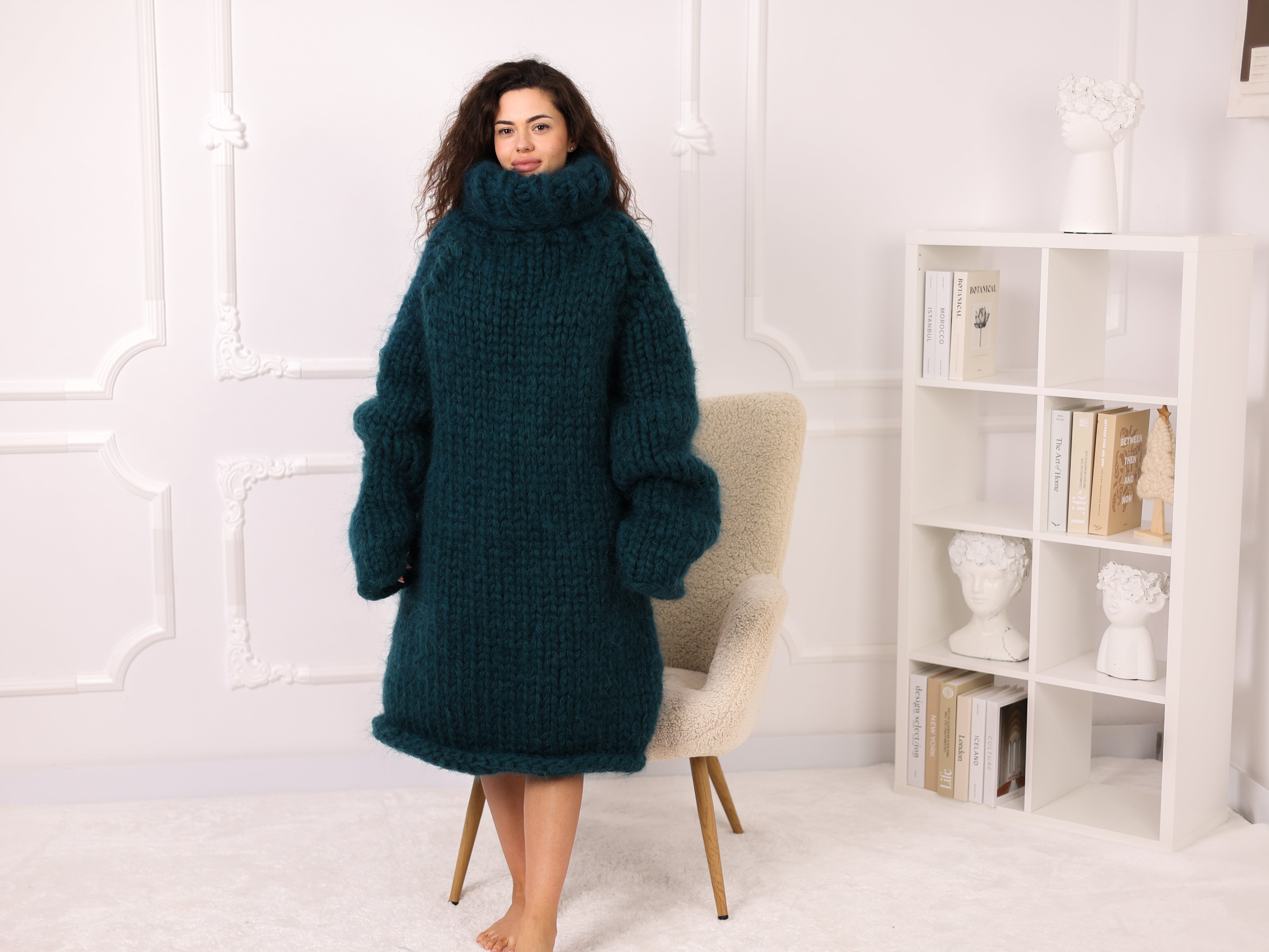 Tiffy Mohair Green 25-Strand Mohair Sweater Dress T2277