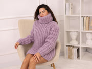Pull en alpaga violet, tricot à côtes anglaises 30 brins, texture moelleuse tricotée à la main T2271