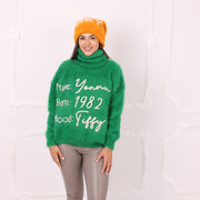 Only one available in size XL, Green Personalized Brushed Alpaca Turtleneck Sweater T2302R