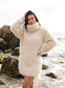 Only one available in size 3XL, Cream Very Hairy Alpaca Oversized Sweater Dress T2258R