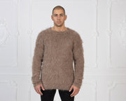 Flauschiger Suri Alpaka Pullover – Handgestrickter Fuzzy Langhaar Garn Pullover, ohne Mohair T870M