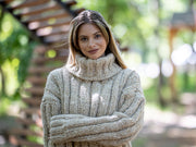 Pullover aus 14-fädigem Baby Alpaka und Merinowolle, handgestrickt, extra weich Jumper T1206