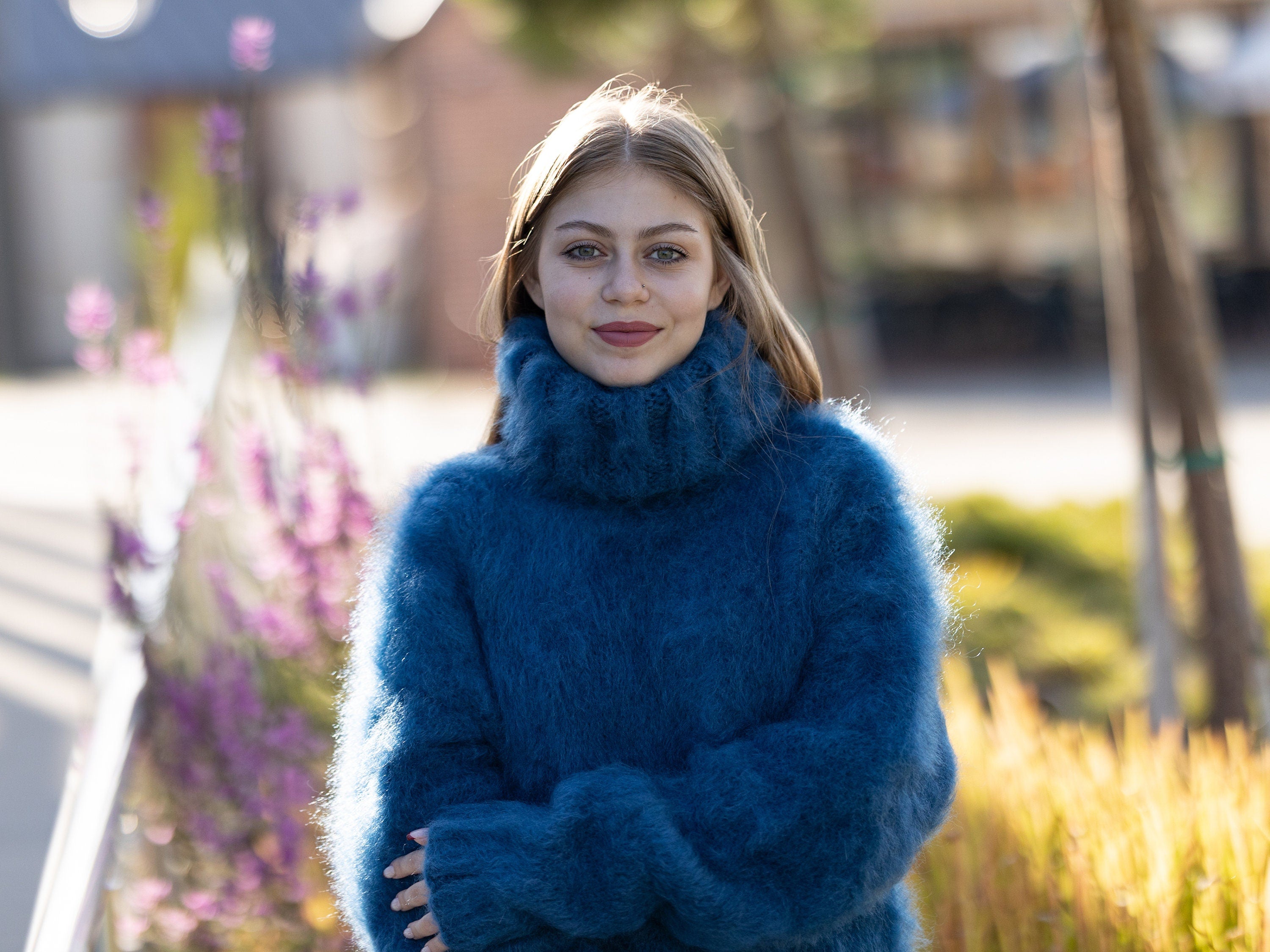 Tiffy Mohair Blue Kid Mohair Sweater T1257