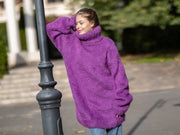 Pull mérinos alpaga superfine, pull violet extra doux T1276