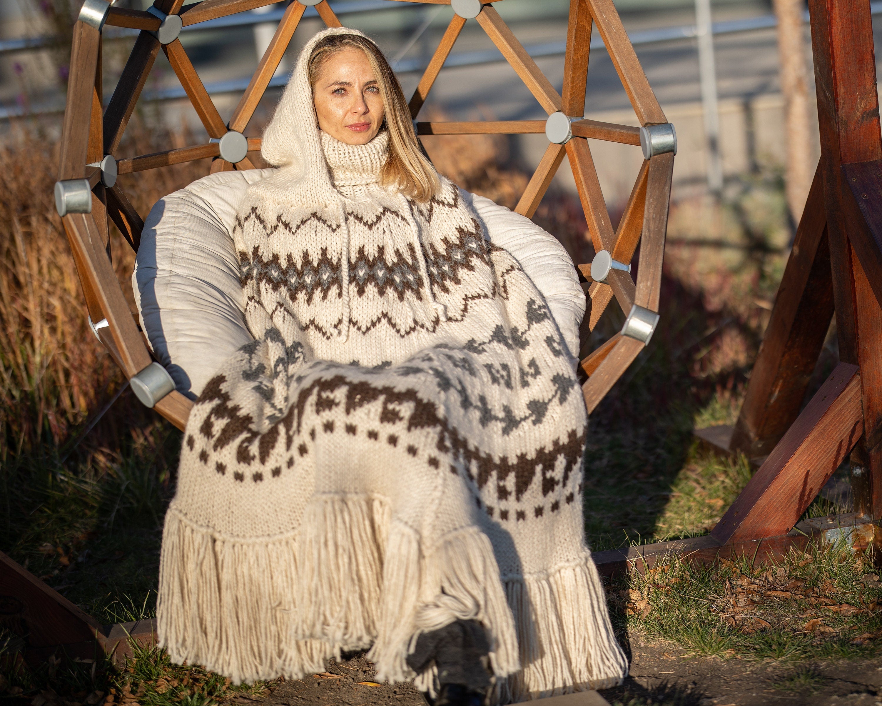 Tiffy Mohair Multicolour Peruvian Alpaca Poncho T1306