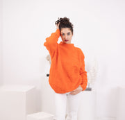 Handgestrickter Pullover aus Baby-Alpaka-Mischung, orange Winterstrickwaren T1565