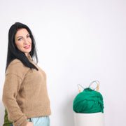 Un pull en angora de lapin italien beige de luxe, taille XL, modèle T1609