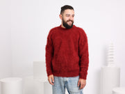 Weicher, flauschiger Alpaka-Pullover – handgestrickter Herrenpullover T1582