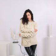 One available in size 2XL, Natural 100% Alpaca Cable-Knit Sweater T1642R