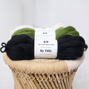 Handspun Black Merino Wool Yarn: Super Bulky, Thick Thin Yarn (100g)