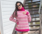 Pull en alpaga et mérinos islandais – Tricoté main style nordique T1774