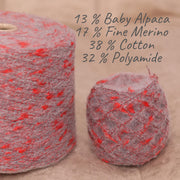 Grey Bouclé Tweed Yarn: Italian Alpaca Merino Cotton Blend