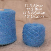 Fil d'alpaga doux bleu mélangé à la laine : Fibre de luxe italienne