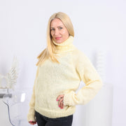 Cream 1-Strand Mohair Turtleneck Sweater T1652