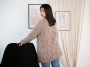 Beige 3-Strand Cable Mohair Sweater T1156