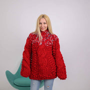 Melange 10-Strand 100% Wool Cable Knit Pullover T1885