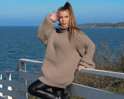 Wollpullover Herren Rollkragen, handgestrickt, 100 % weiche Wolle, Grobstrick Pullover T664