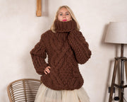 Pull en grosse laine 5 brins – Torsadé pur laine tricoté main T813