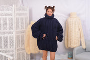 3 kg Oversized Wollpullover – Dicker handgestrickter Pullover T750