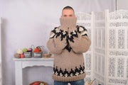 Super Chunky Nordic Wool Sweater – Hand-Knitted Thick Icelandic Pullover T729M