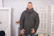 Gray 8-Strand Soft Wool Turtleneck Sweater T706AM