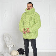 Grober Wollpullover für Herren – Handgestrickter 5-fädiger Pullover aus 100 % Wolle T628M
