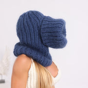 Mohairwolle Sturmhaube – Handgestrickte klobige Winterkapuze T1736