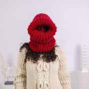 Mohairwolle Sturmhaube – Handgestrickte klobige Winterkapuze T1651