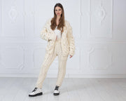 Cream 3-Strand Soft Wool Cropped Cardigan T974