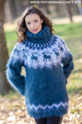 Rentier Mohair Pullover – Handgestrickter Lopi Wollpullover T375