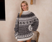 Pull en mohair islandais – Pull nordique tricoté main doux T838W