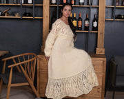 Mohair Brautkleid, handgestricktes Häkel-Maxi-Brautkleid T847