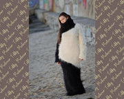 Gemütliches Mohair-Pulloverkleid, Handgestricktes Grobstrick-Rollkragen-Maxikleid T145