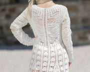 Gehäkeltes Hochzeitskleid, handgefertigtes Vintage Bohemian Brautkleid T998