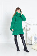 Super Chunky Merinowollkleid, handgestrickter Riesenpullover T605