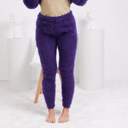 Dunkelviolette Mohair-Hose – Handgestrickte flauschige Wollhose T1815