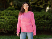Rosa melierter Baumwollpullover, handgestrickt, 100 % Baumwolle, Sommerpullover T1067