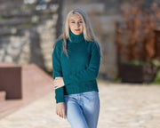 One available in size L, Luxurious Green Rabbit Angora Sweater T1431R
