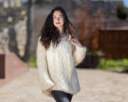 One available in size 4XL, Lace Mohair Sweater, Hand-Knitted Jumper T1425R