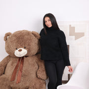 One available in size L, Handmade Black Alpaca Sweater - Warm Winter Knitwear T1823R