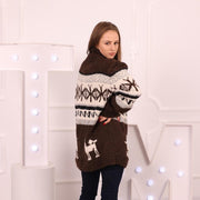 Eine verfügbar in Größe 4XL, Brauner Pullover aus reiner Alpaka im peruanischen Stil T2023