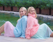 Pink 1-Strand Mohair Sweater with 50 cm Turtleneck T831