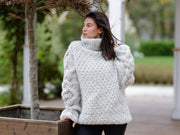 Gray 15-Strand Brushed Alpaca Merino Sweater T1129