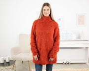 Flauschiger Suri Alpaka Pullover, Langhaariger weicher Wollpullover T1327