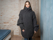 Gerippter Wollpullover – Dicker handgestrickter Pullover aus 100 % weicher Wolle T1102