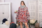 10-fädiger klobiger Wollpullover – Handgestrickter Oversize-Melange-Pullover T709W