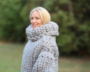 Pull en laine épaisse 30 brins – Énorme pull oversize tricoté à la main en 100 % laine douce T1465