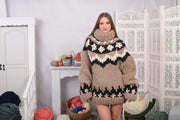 Schwerer nordischer Wollpullover – Handgestrickter klobiger isländischer Pullover T729W