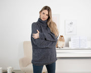 Merinowolle und Baumwollpullover Grau, handgestrickter, weicher, leichter Jumper T1334