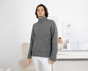 Gray Bouclé Alpaca Sweater for Men – Soft Hand-Knitted Jumper T1335